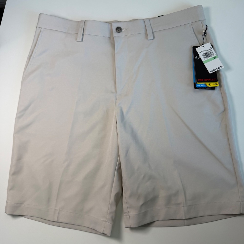 Callaway Pro-Spin 3.0 Golf Shorts Mens 34 Moonbeam Beige Active Waistband NWT
